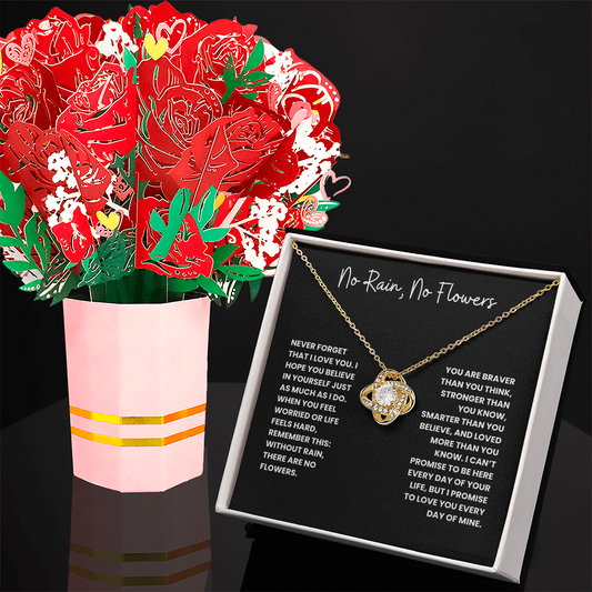 No Rain, No Flowers- Love Knot Necklace & Flower Bouquet