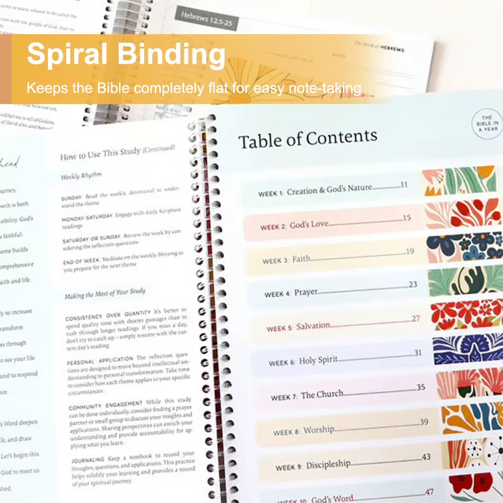 The Bible in a Year Bible Study Guide a 52-Week Study Plan Notebook 