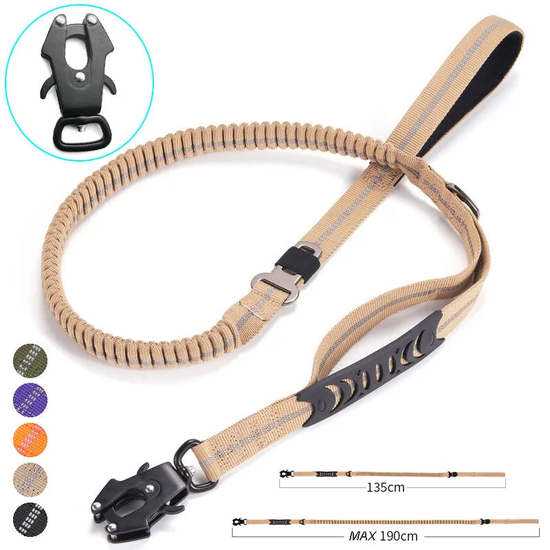 Heavy Duty Tactical Bungee Dog Leash & Car Seatbelt 