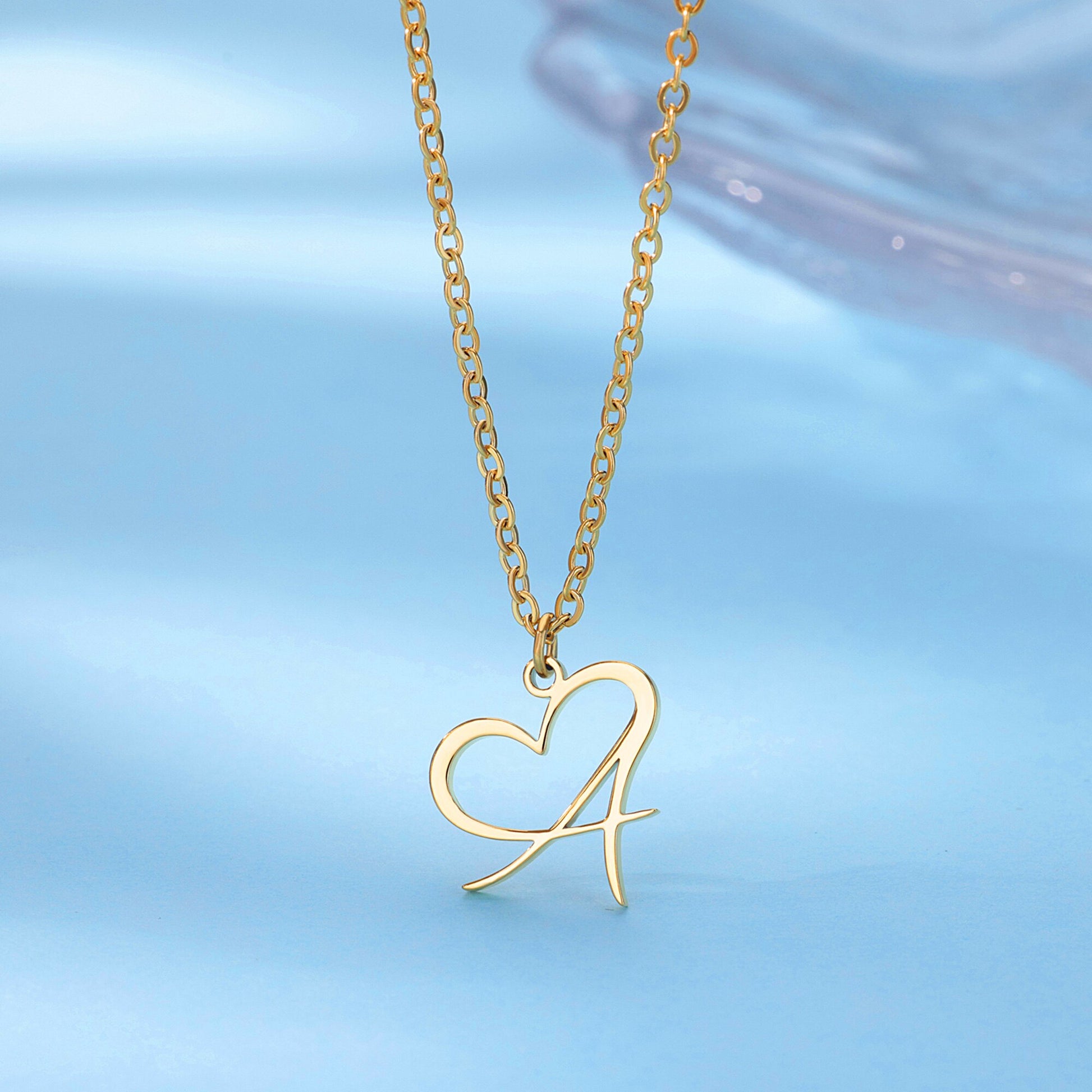 Heart Initial Letter Necklace for Women Gold Color Stainless Steel Heart Necklace Aesthetic Jewelry Christmas Gift Free Shipping