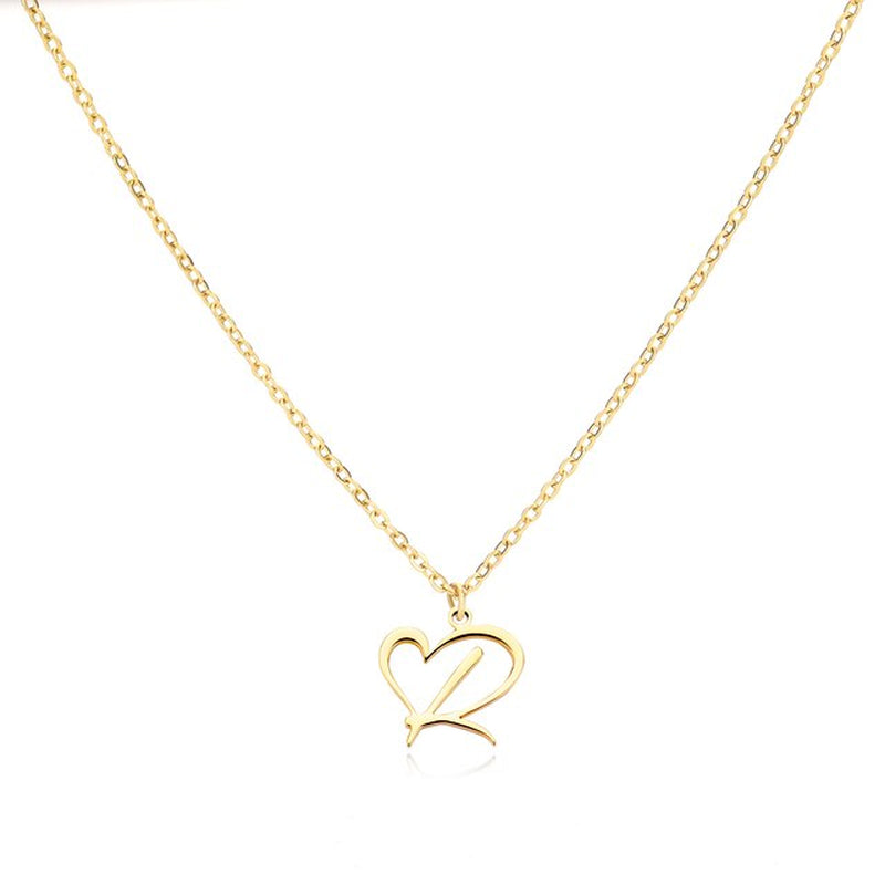 Heart Initial Letter Necklace for Women Gold Color Stainless Steel Heart Necklace Aesthetic Jewelry Christmas Gift Free Shipping